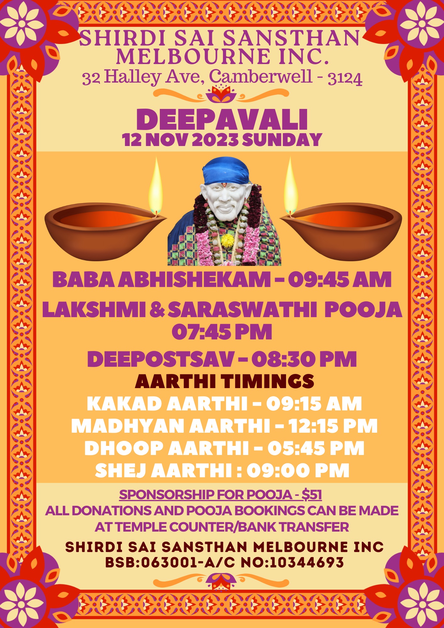 Deepavali - Shirdi Sai Sansthan Melbourne Inc